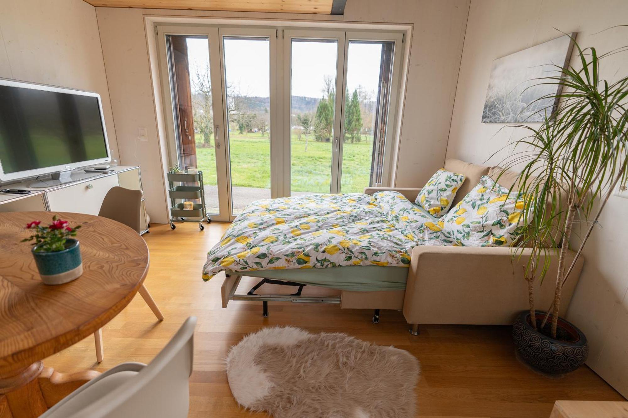 Tiny House Chez Claudine - Relaxen, Workspace, Naehe Thermen, Netflix, Free Parking & Wifi Brugg  Bagian luar foto